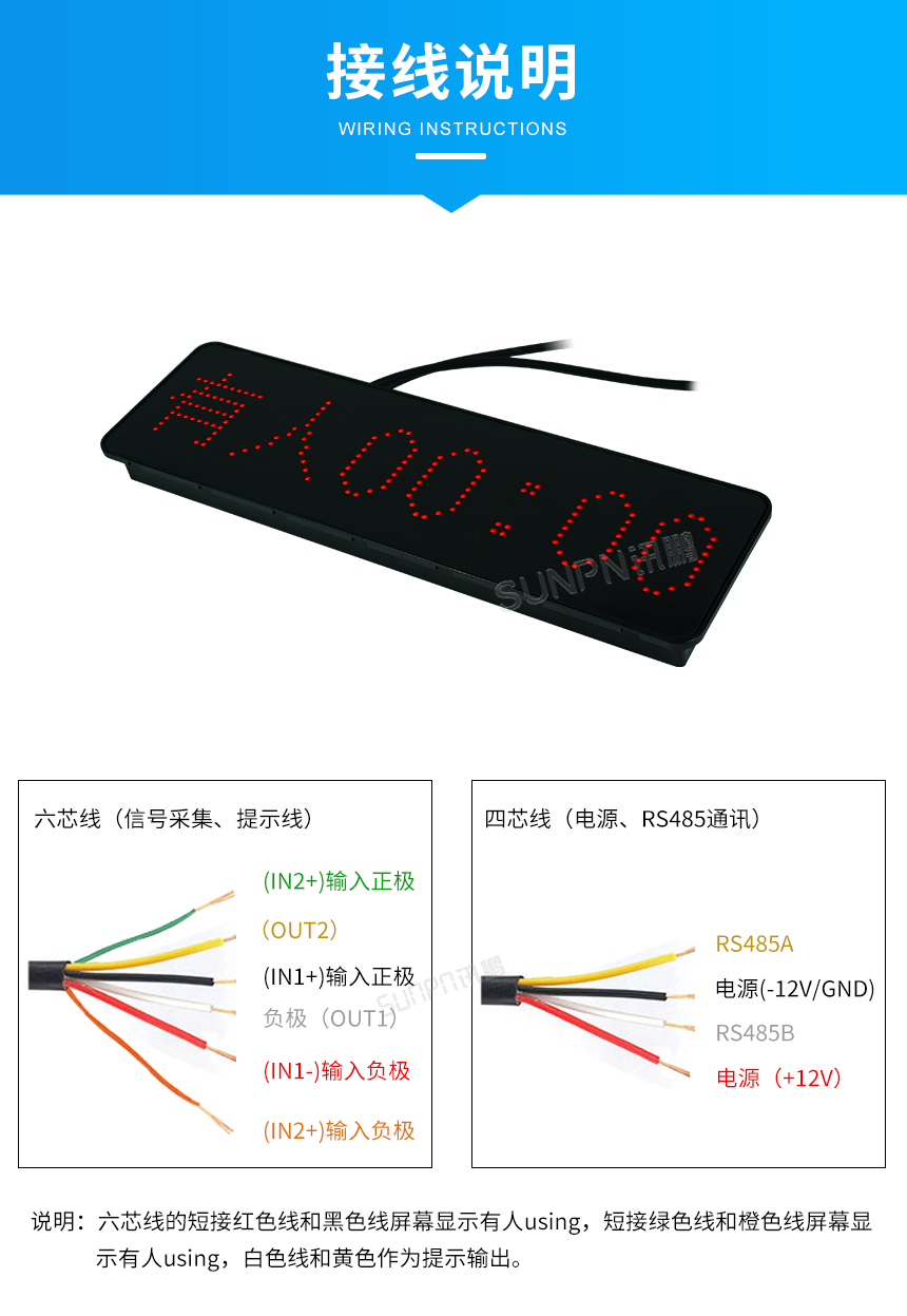 LED厕位计时状态屏-接线说明