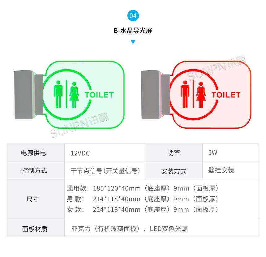 厕位水晶LED双色状态灯-硬件解决方案