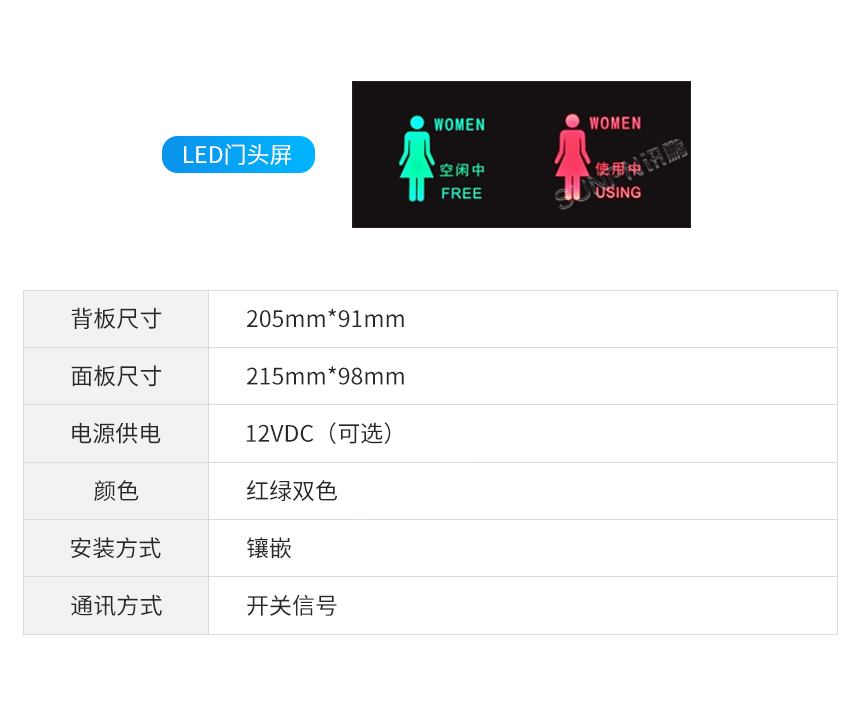 智慧公厕LED门头屏功能参数展示