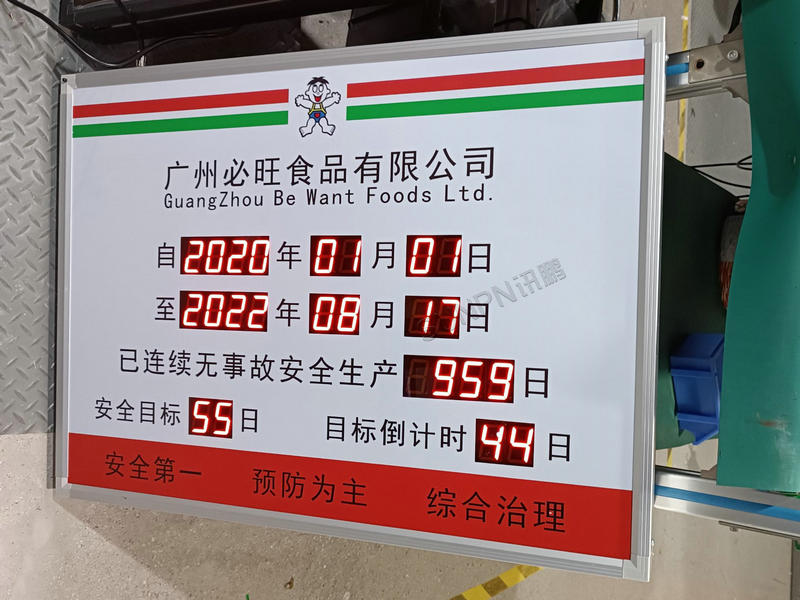 必旺食品安全生产天数牌