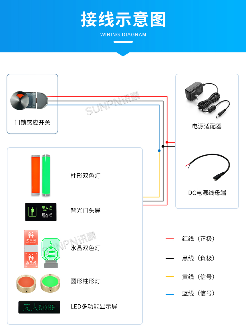 卫生间有人无人感应器-接线示意图