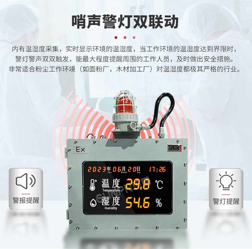 防爆温湿度电子看板-声光提醒