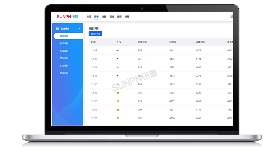 讯鹏客流统计系统-表格生成