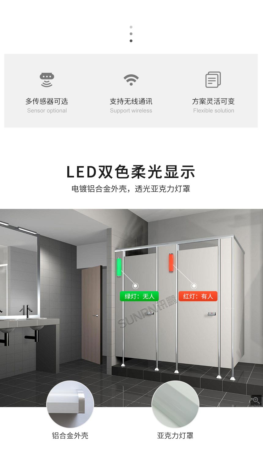 深圳讯鹏智慧公厕有无人指示灯工业级材质