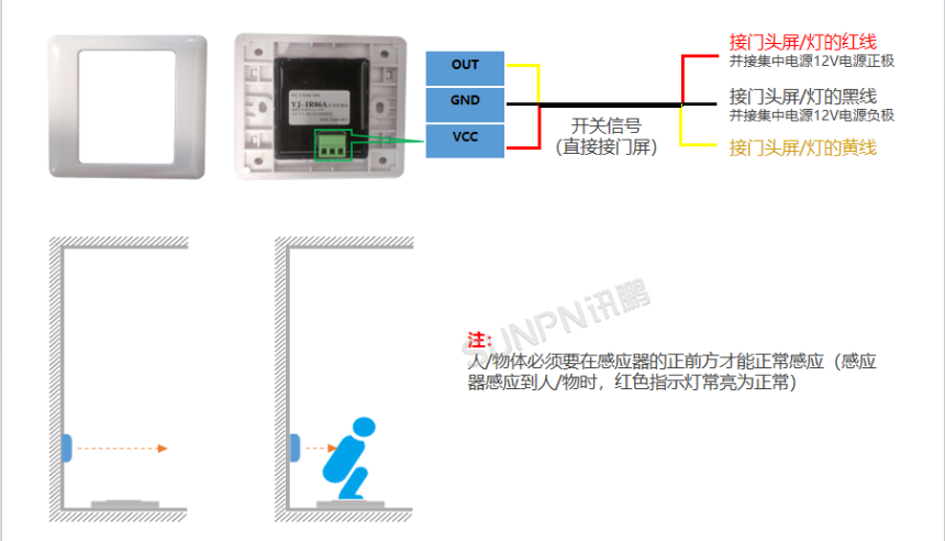 深圳讯鹏智慧公厕-红外人体感应器接线图 深圳讯鹏智慧公厕-红外人体感应器接线图