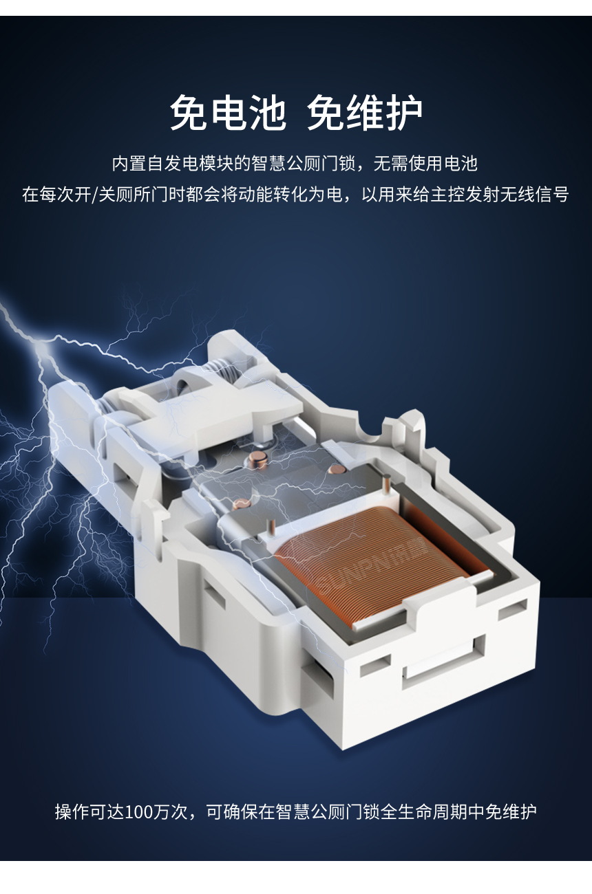 讯鹏智慧公厕自发电门锁开关展示发电原理 讯鹏智慧公厕自发电门锁开关展示发电原理