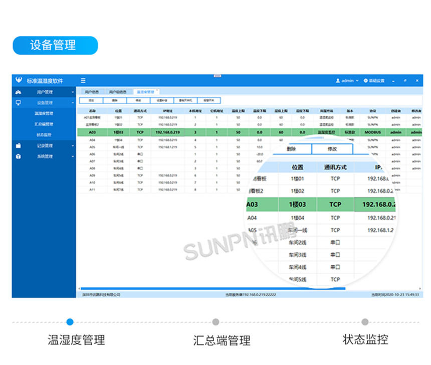 讯鹏温湿度监控系统客户端界面展示 讯鹏温湿度监控系统客户端界面展示