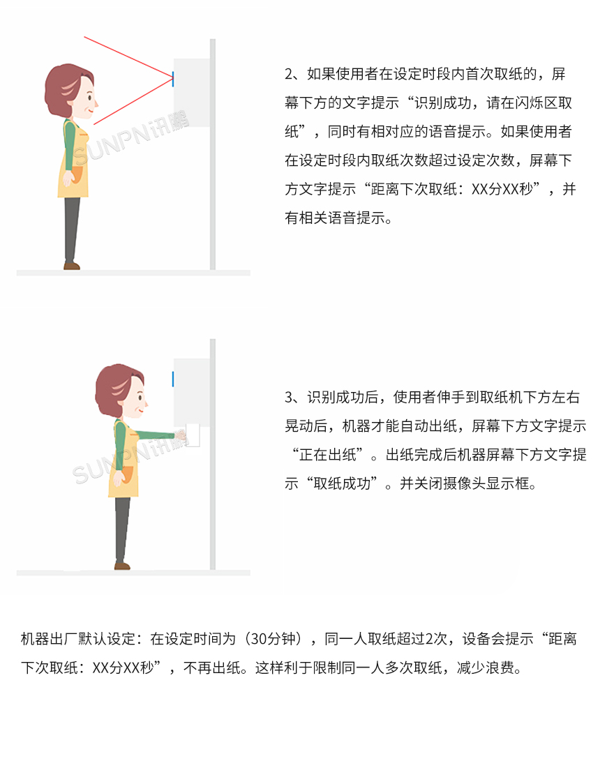 讯鹏智慧公厕刷脸取纸机操作说明