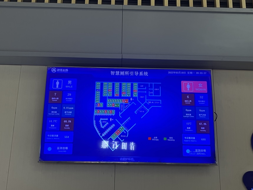 讯鹏智慧公厕系统-液晶引导大屏应用 讯鹏智慧公厕系统-液晶引导大屏应用