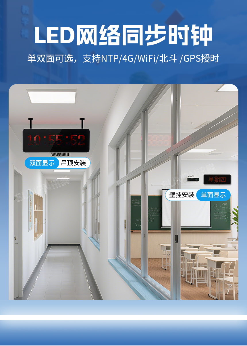 讯鹏5.0点阵模组款网络同步时钟产品特点 讯鹏5.0点阵模组款网络同步时钟产品特点