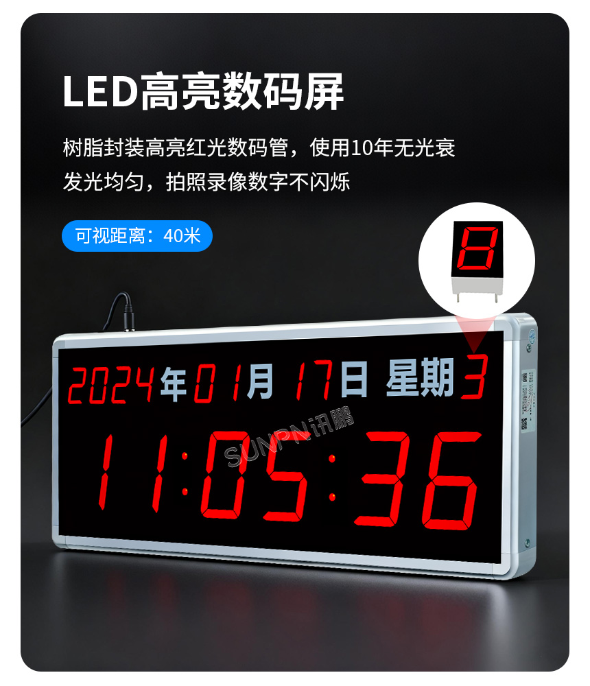 讯鹏LED网络同步时钟高亮显示 讯鹏LED网络同步时钟高亮显示