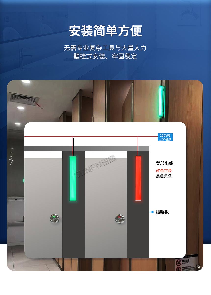 讯鹏智慧厕所有无人指示灯-安装简单