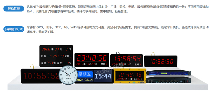 讯鹏同步时钟系统-电子钟品类展示