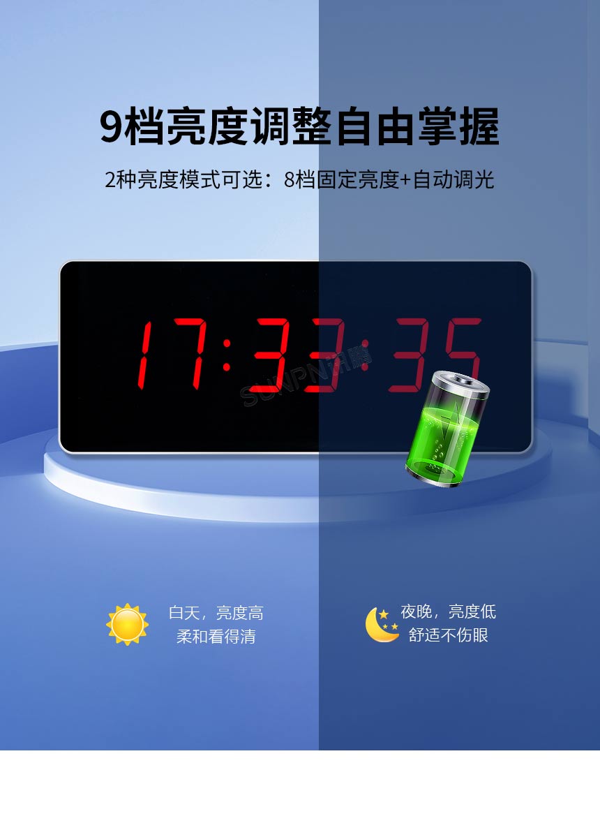 讯鹏网络授时电子钟-自动调光 讯鹏网络授时电子钟-自动调光